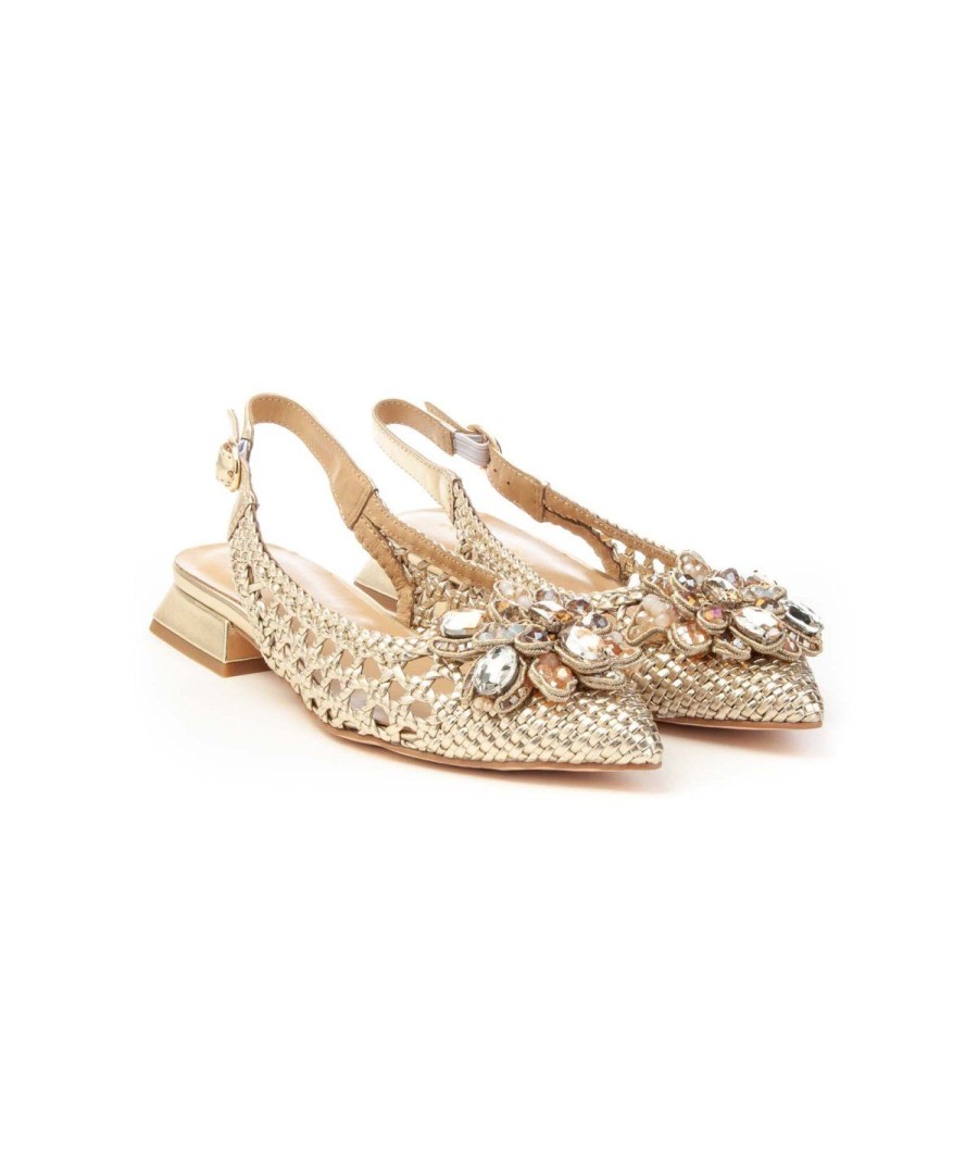 Donna ALMA EN PENA | Alma En Pena V23163 Slingback Intrecciata Leone Shoes Frosinone Gold