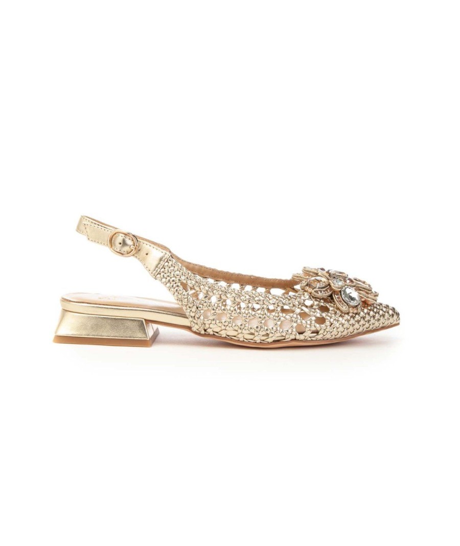 Donna ALMA EN PENA | Alma En Pena V23163 Slingback Intrecciata Leone Shoes Frosinone Gold