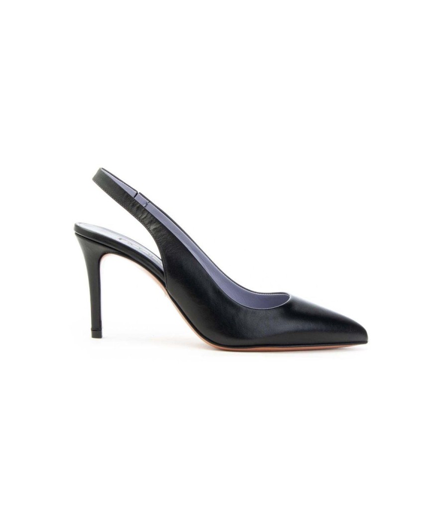 Donna ALBANO | Albano 3225 Slingback In Nappa Leone Shoes Frosinone Nero