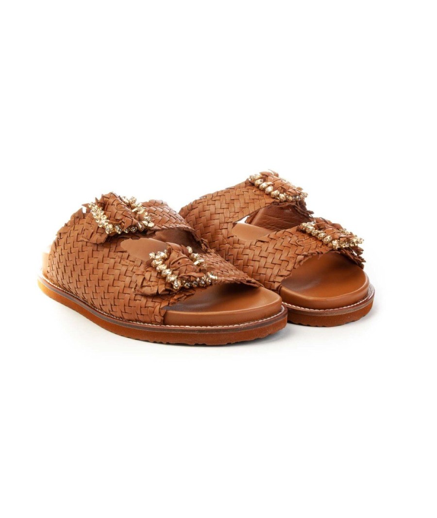 Donna LOTA NEDERLAND INUOVO | Inuovo Sandali 395010 Ciabatta Intreccioleone Shoes Frosinone Coconut