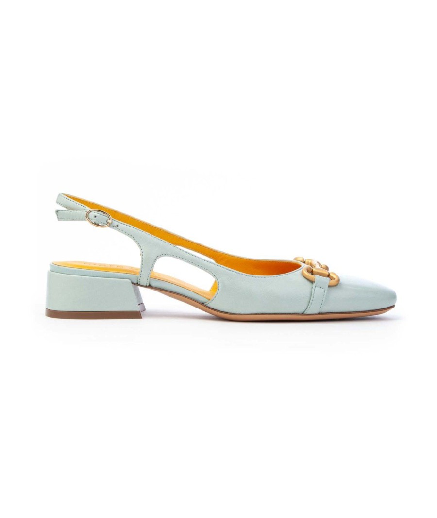 Donna MARA BINI | Mara Bini Q196Slingback Morsetto Tacco 30 Leone Shoes Cielo