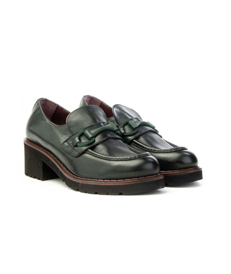 Donna CALPIERRE | Calpierre D497 Mocassino Tacco 50 Leone Shoes Made In Italy Bosco