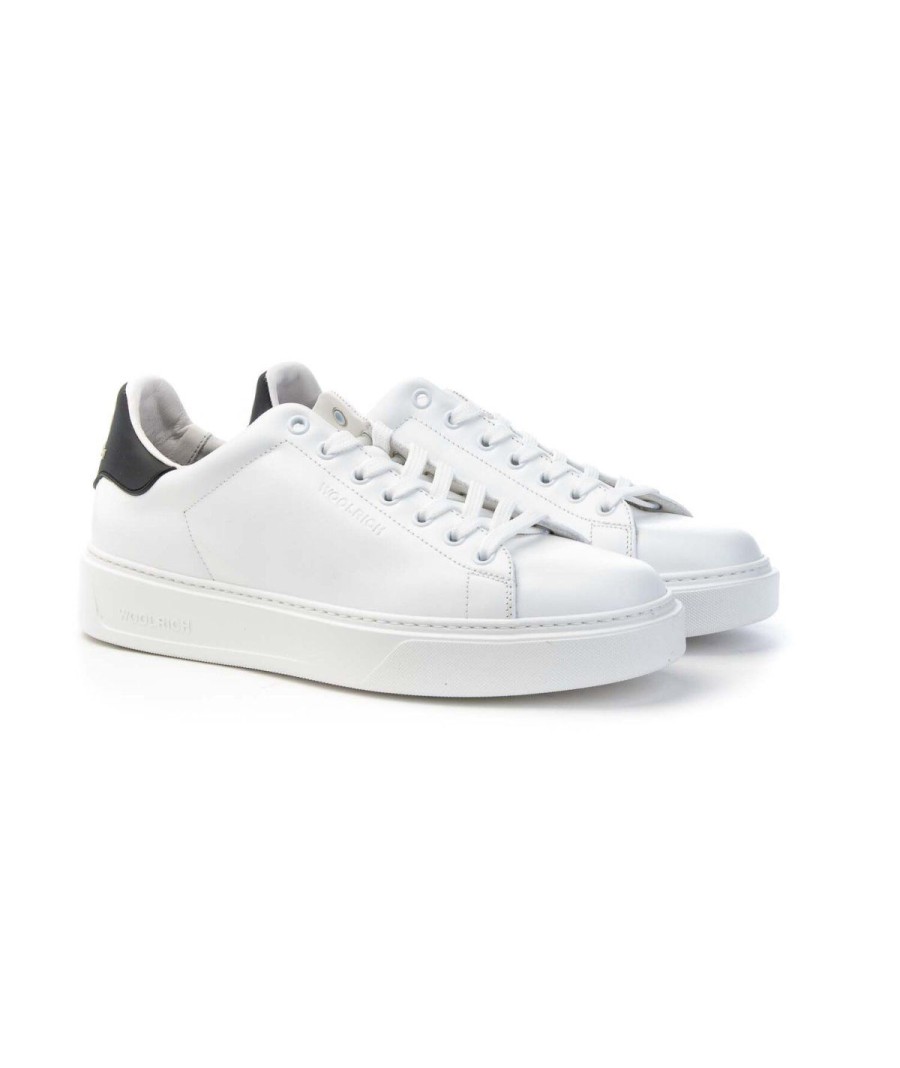 Uomo WOOLRICH | Woolrich Wfm232.001 Sneakers Uomo Classic Court Leone Shoes Frosinone Bianco/Nero