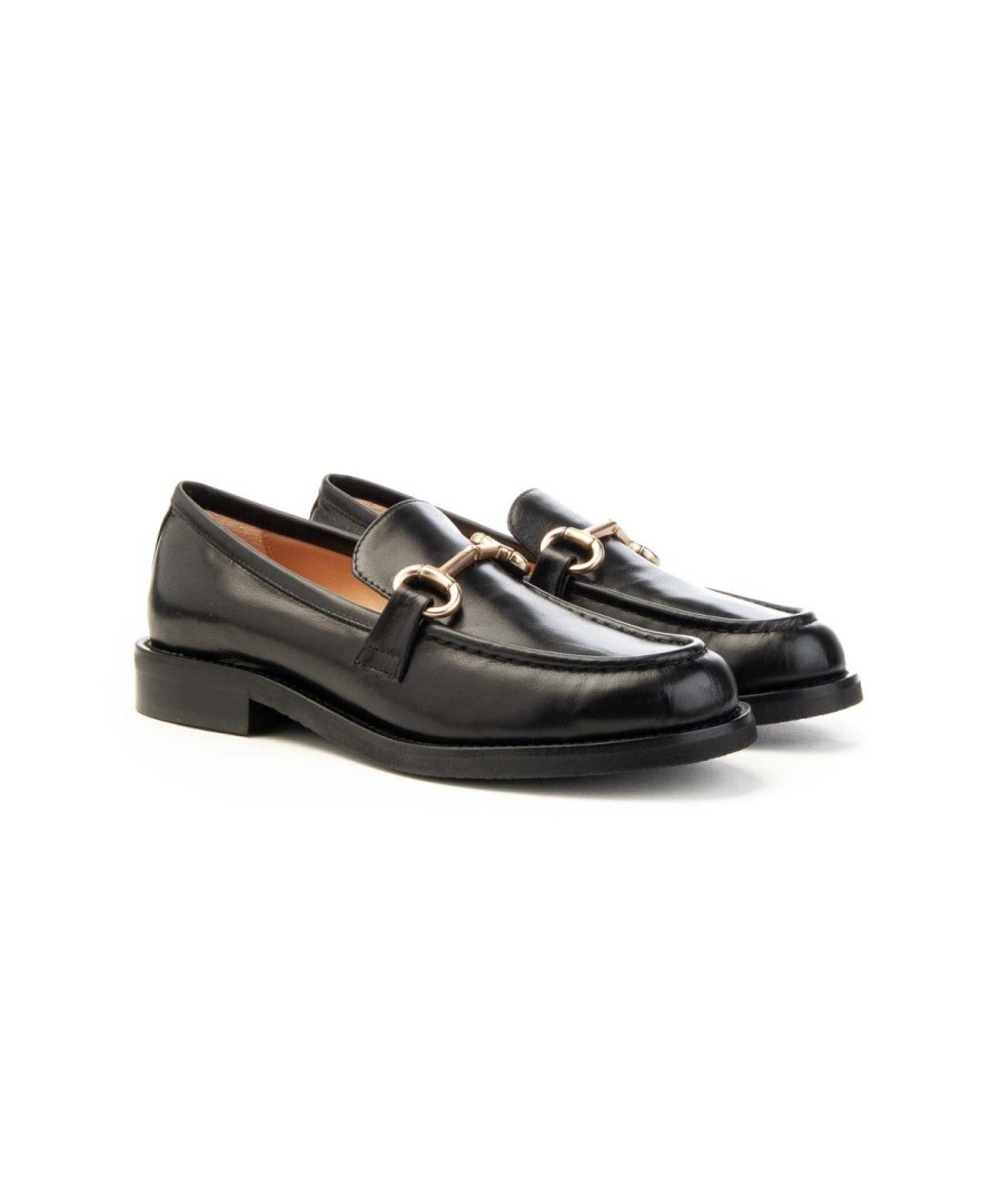 Donna FRANCO RUSSO | Franco Russo 8002S Mocassino Morsetto Donna Leone Shoes Nero