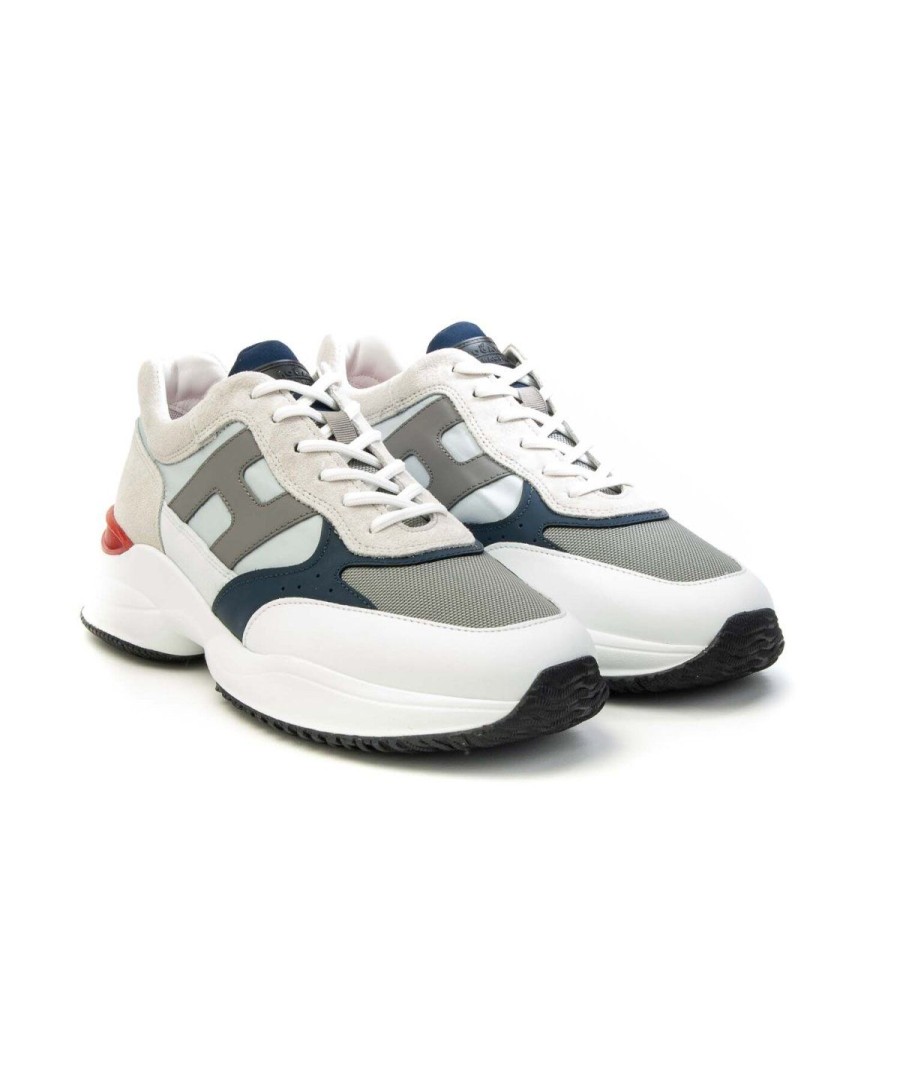 Uomo HOGAN | Hogan Scarpe Sneakers Interaction Grigio Blu Bianco Bianco/Grigio