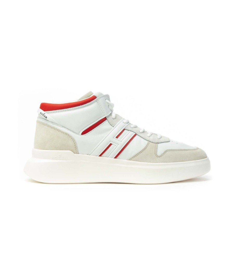 Uomo HOGAN | Hogan Sneakers Hxm5800El504260Ycy Polacco Basketh580 Uomo Bianco/Rosso