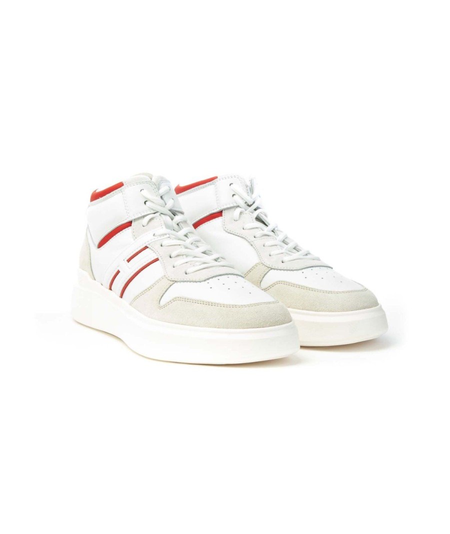 Uomo HOGAN | Hogan Sneakers Hxm5800El504260Ycy Polacco Basketh580 Uomo Bianco/Rosso