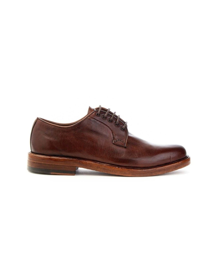 Uomo BRECOS | Brecos 9250 Derby Lacci Fondo Cuoio Uomo Brandy