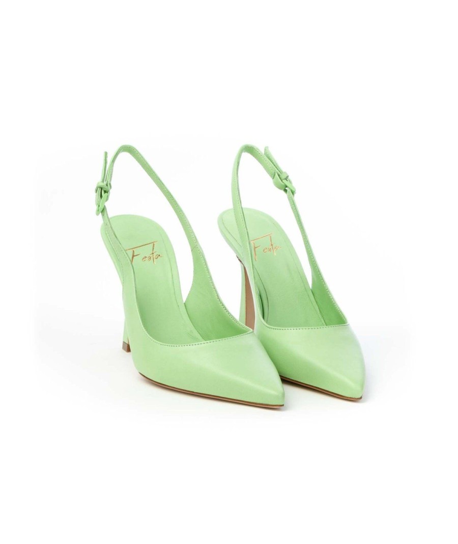 Donna ROBERTO FESTA | Roberto Farah Festa Slingback Tacco 90 Leone Shoes Menta