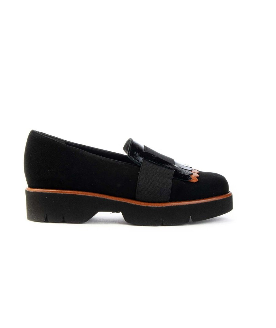 Donna ANASTASIO | Anastasio 1689W Mocassino Frangia Donna Leone Shoes Frosinone Nero