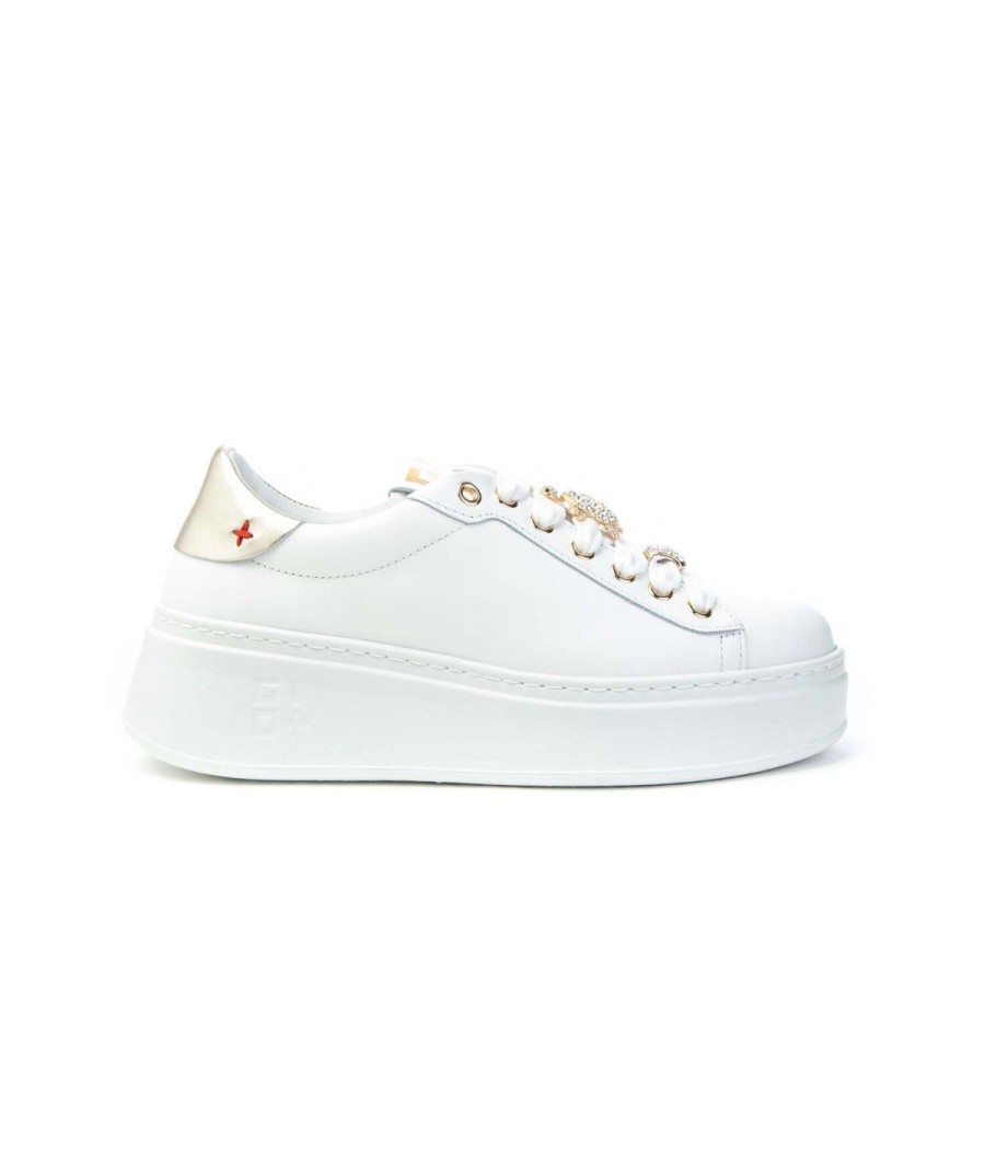 Donna GIO+ | Gio+ Pia148A Sneakers Lacci Bijoux Tartaruga E Granchio Leoneshoes White