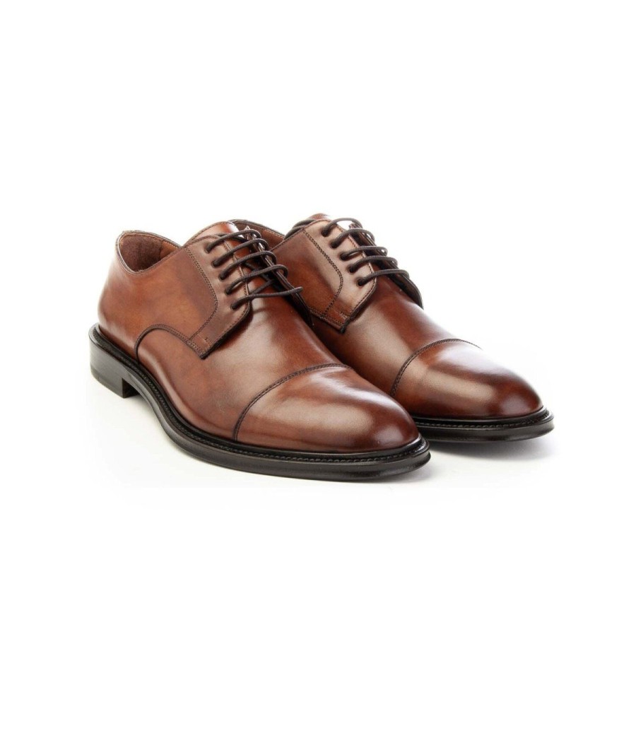 Uomo BRECOS | Brecos 11255 Derby Lacci Mascherina Man Leone Shoes Frosinone Brandy