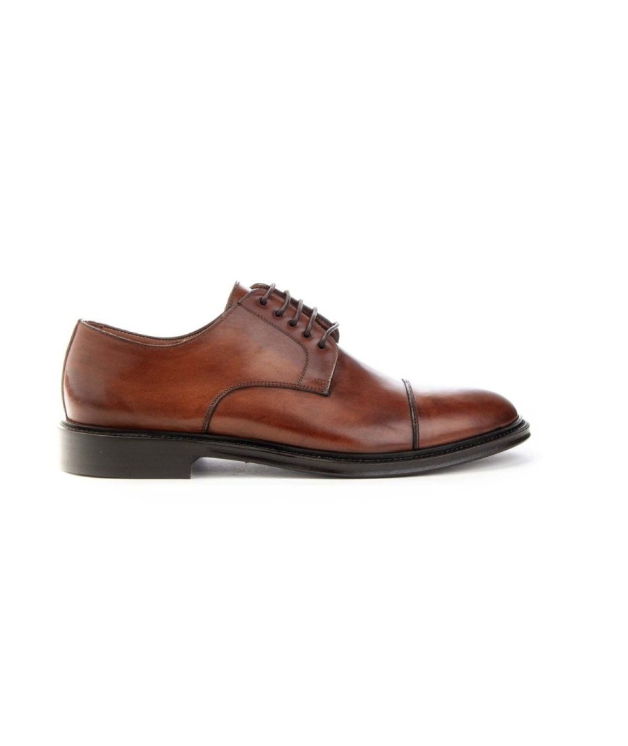 Uomo BRECOS | Brecos 11255 Derby Lacci Mascherina Man Leone Shoes Frosinone Brandy