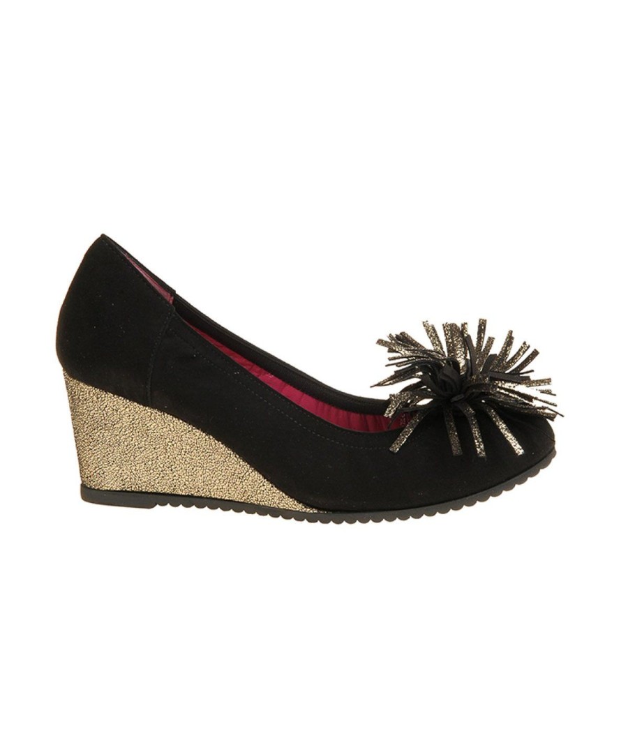 Donna LE BABE | Le Babe Decolte`Camoscio Zeppa 5 Cm Nero/Bordo`