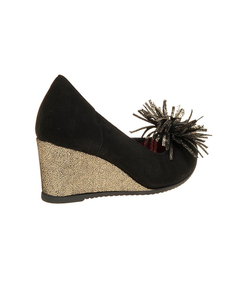 Donna LE BABE | Le Babe Decolte`Camoscio Zeppa 5 Cm Nero/Bordo`