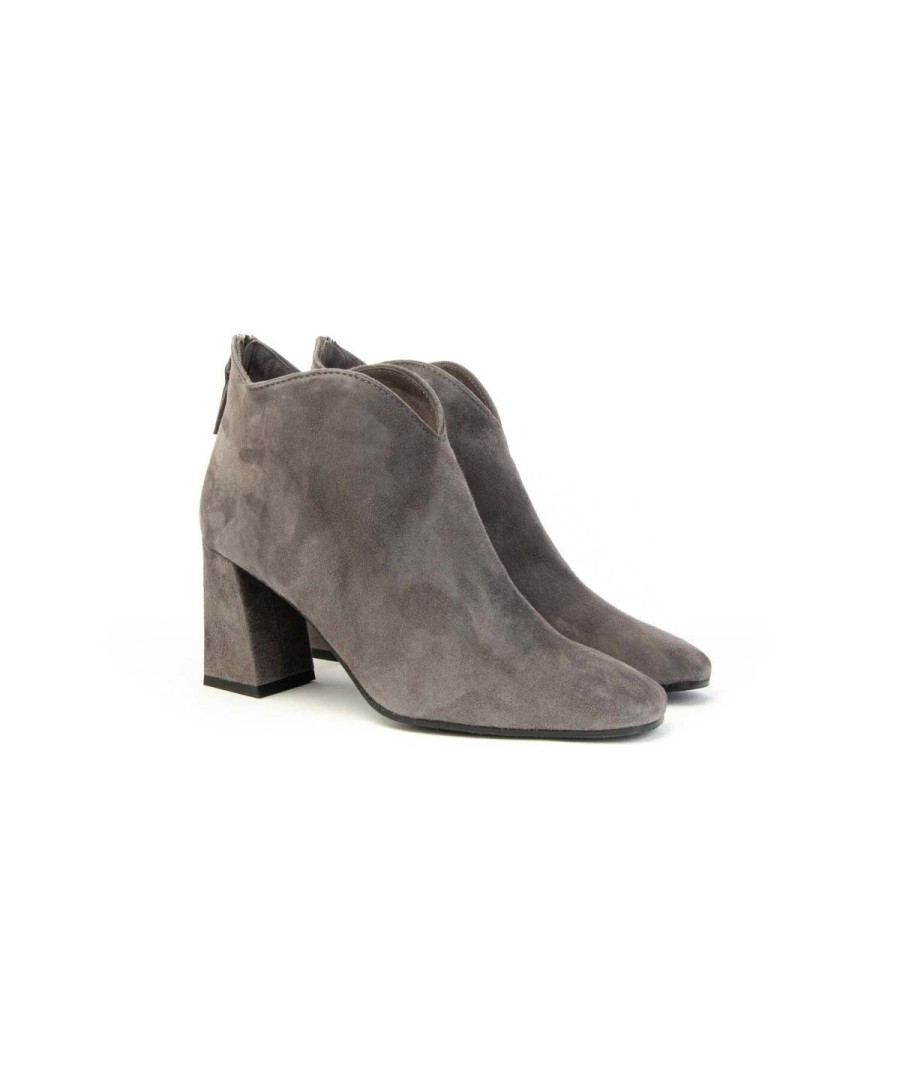 Donna FRANCO RUSSO | Franco Russo 1520S Tronchetto In Camoscio Donna Leone Shoes Frosinone Grigio