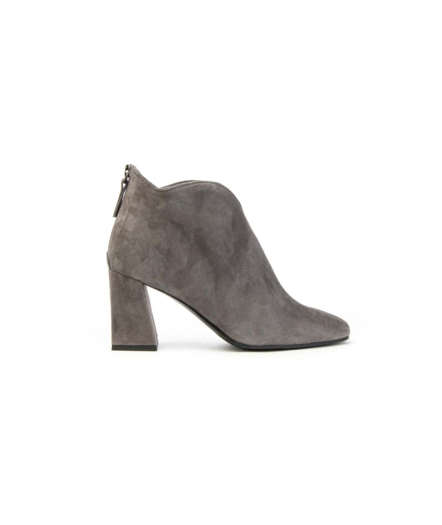 Donna FRANCO RUSSO | Franco Russo 1520S Tronchetto In Camoscio Donna Leone Shoes Frosinone Grigio