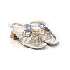 Donna KESS | Kess 21037 Sandalointreccio Pelle Leone Shoes Frosinone Silver