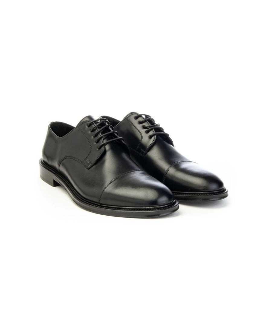 Uomo BRECOS | Brecos 11255 Derby Lacci Mascherina Man Leone Shoes Frosinone Nero