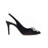 Donna ALBANO | Albano A3156 Slingback Raso Fiocco Strass Leone Shoes Nero