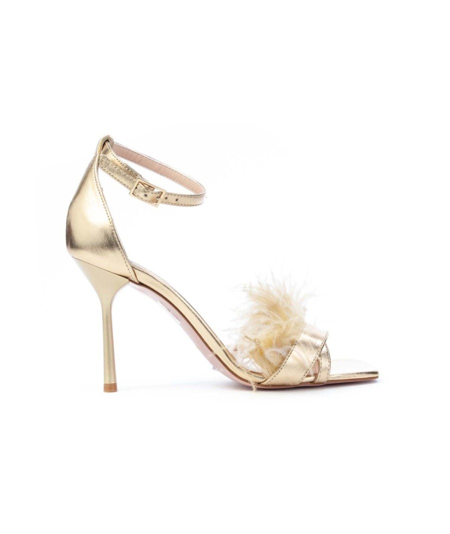 Donna LIUJO MILANO | Liu Jo Milano Sxx621P0291 Camelia 2 Sandalo Con Piume Gold