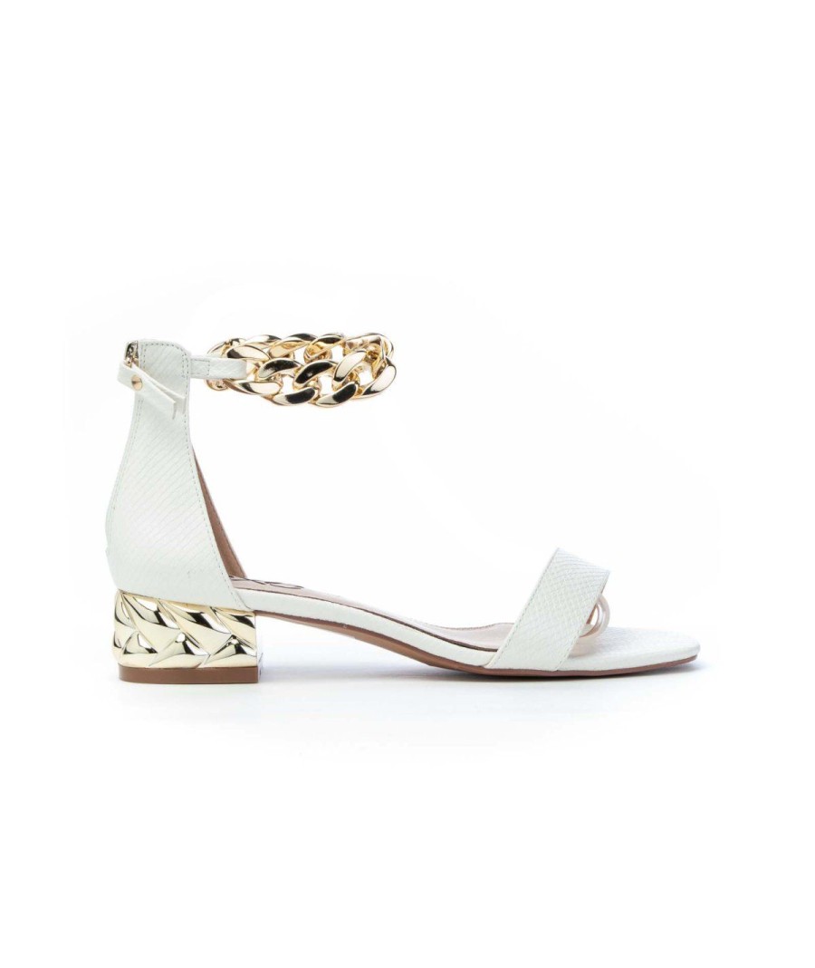 Donna EXE' | Exe 386 Katy Sandalo Catena Tacco 30 Leone Shoes White