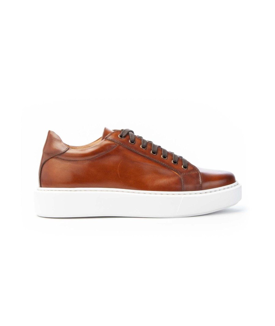 Uomo J.HOLL | J. Holl Isaia Sneaker Lacci Leone Shoes Made In Italy Cognac