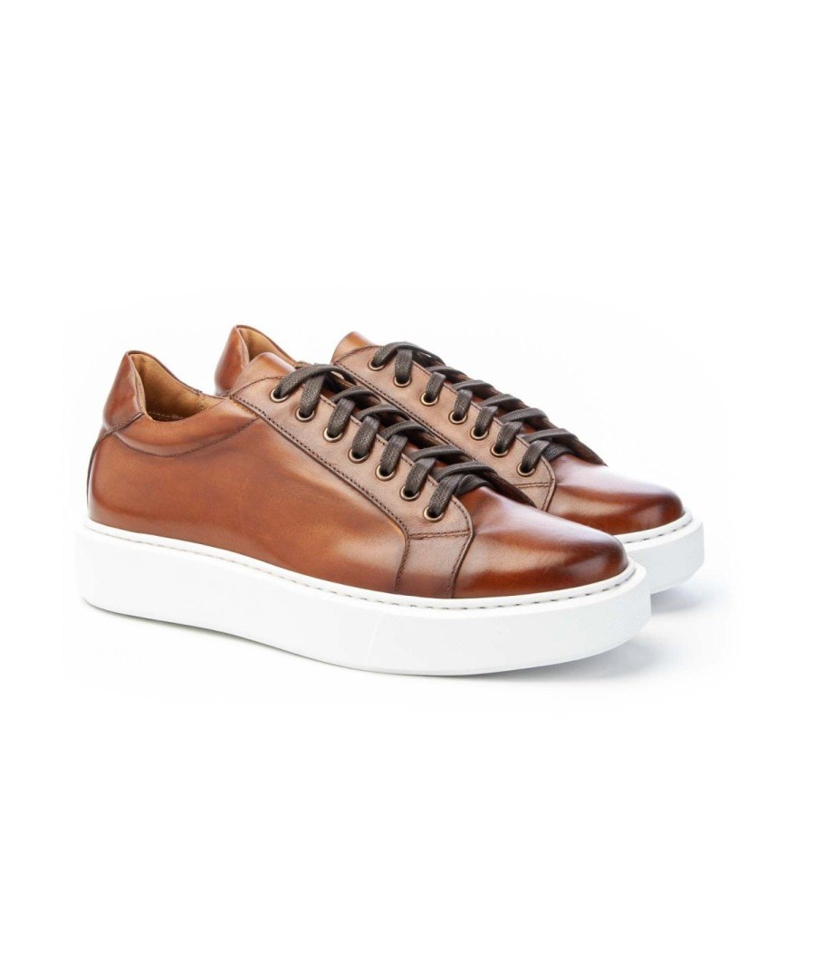 Uomo J.HOLL | J. Holl Isaia Sneaker Lacci Leone Shoes Made In Italy Cognac