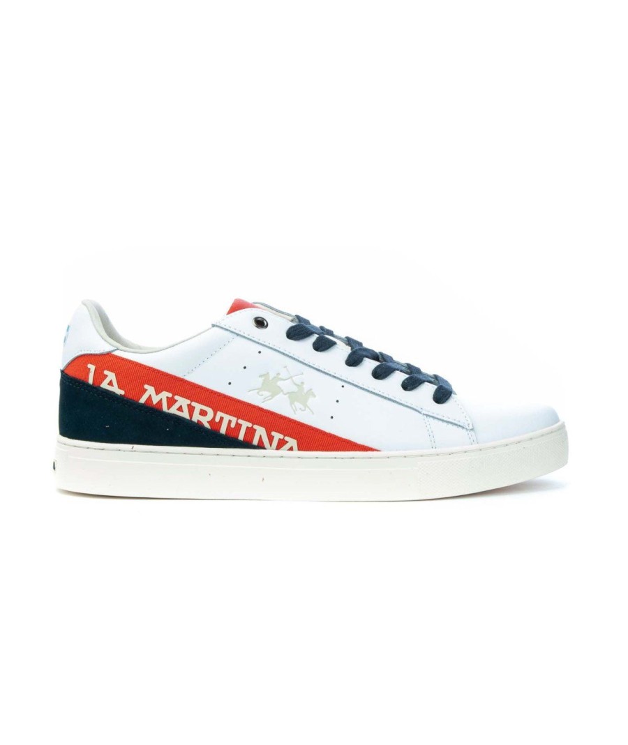 Uomo LA MARTINA | La Martina Lfm221.001 Sneakers Uomo Bianco/Blu