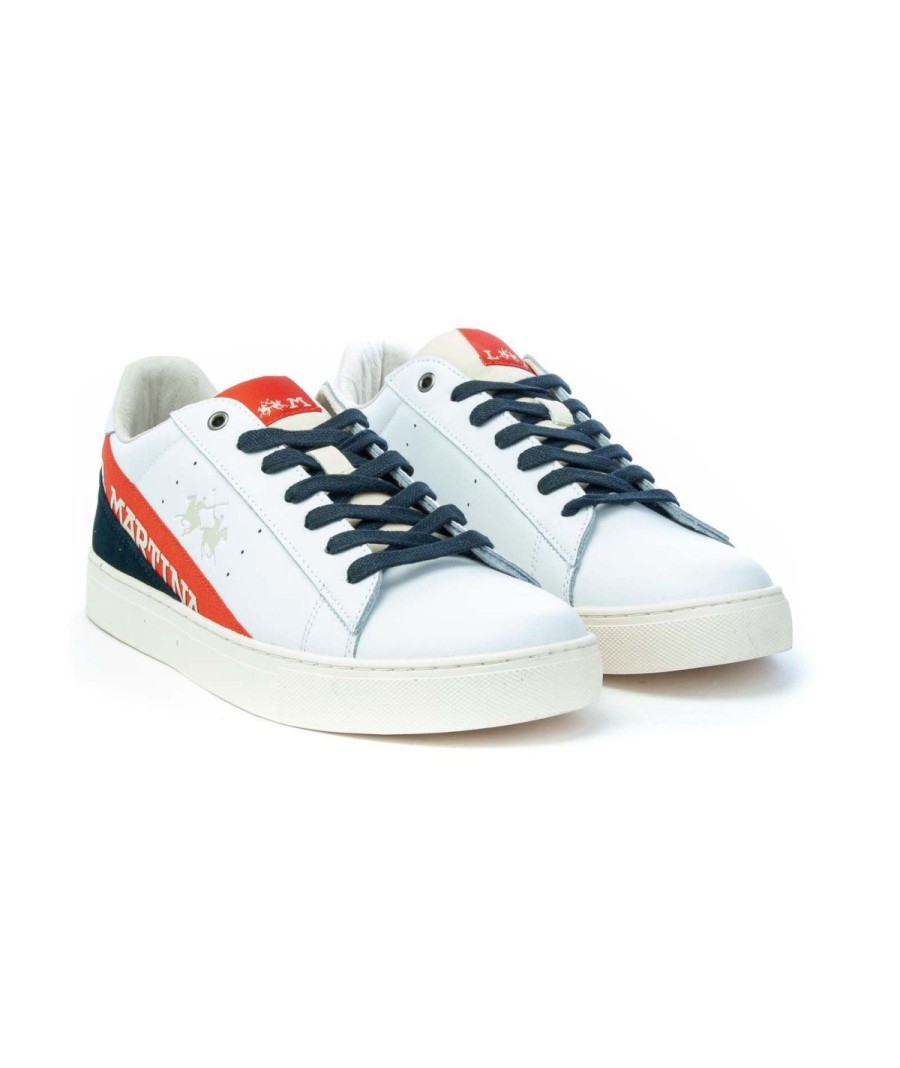 Uomo LA MARTINA | La Martina Lfm221.001 Sneakers Uomo Bianco/Blu