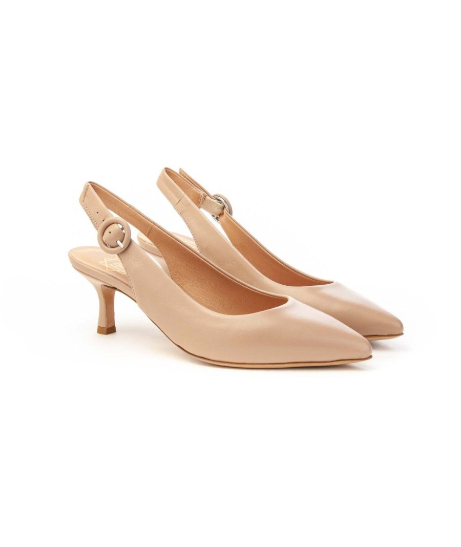 Donna FRANCO RUSSO | Franco Russo 3302S Slingback Tacco 50 Donna Leone Shoes Frosinone Nude