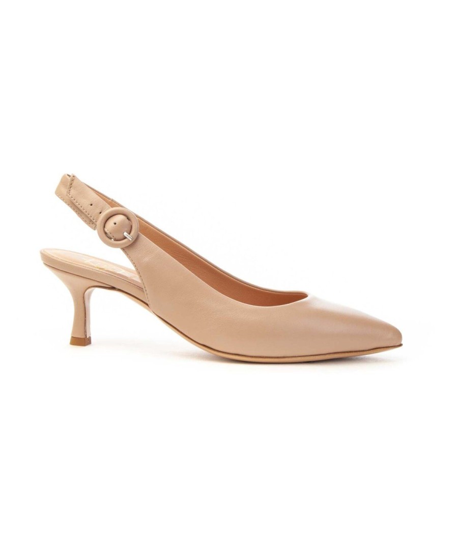 Donna FRANCO RUSSO | Franco Russo 3302S Slingback Tacco 50 Donna Leone Shoes Frosinone Nude