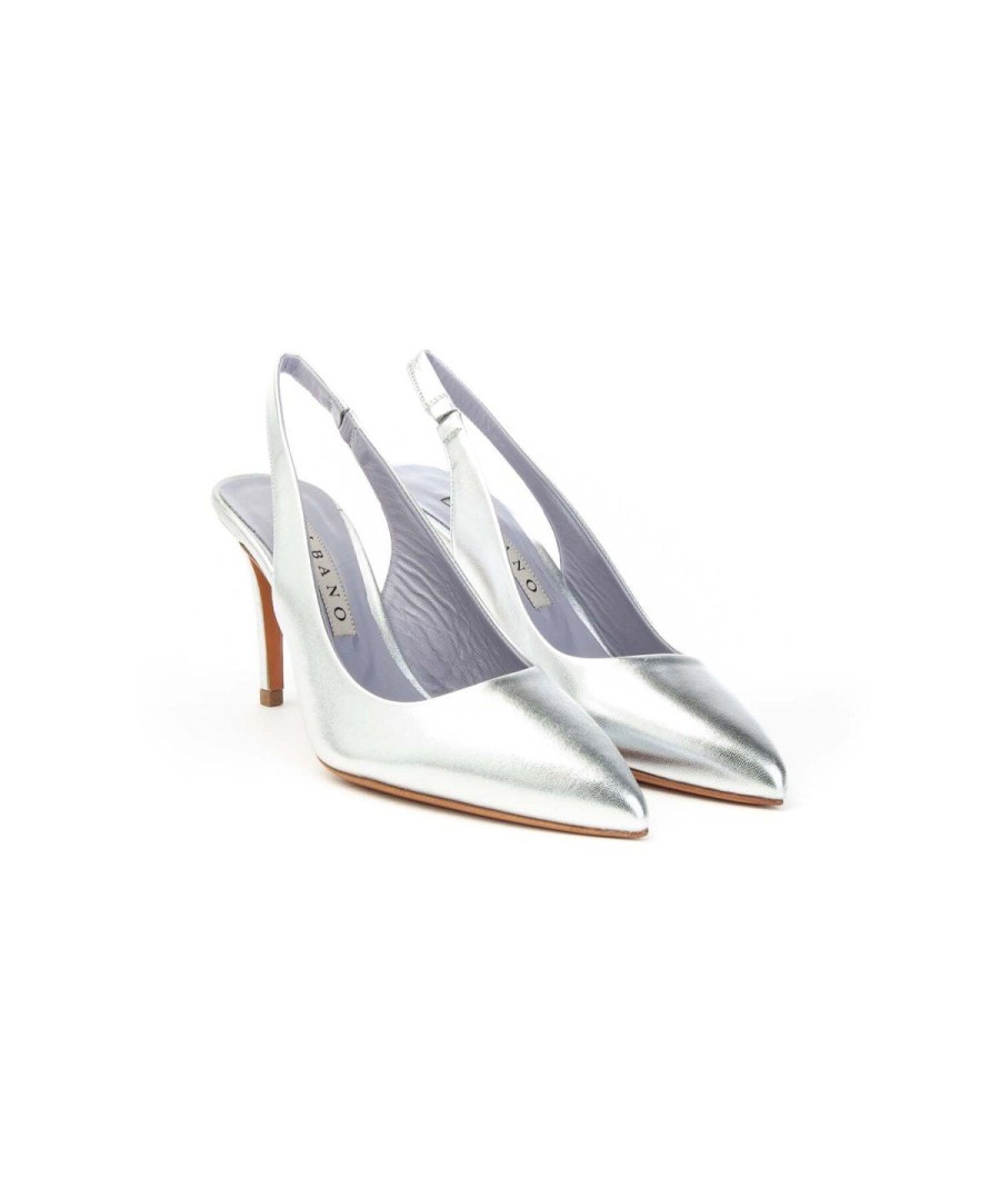 Donna ALBANO | Albano 3225 Slingback In Nappa Leone Shoes Frosinone Argento