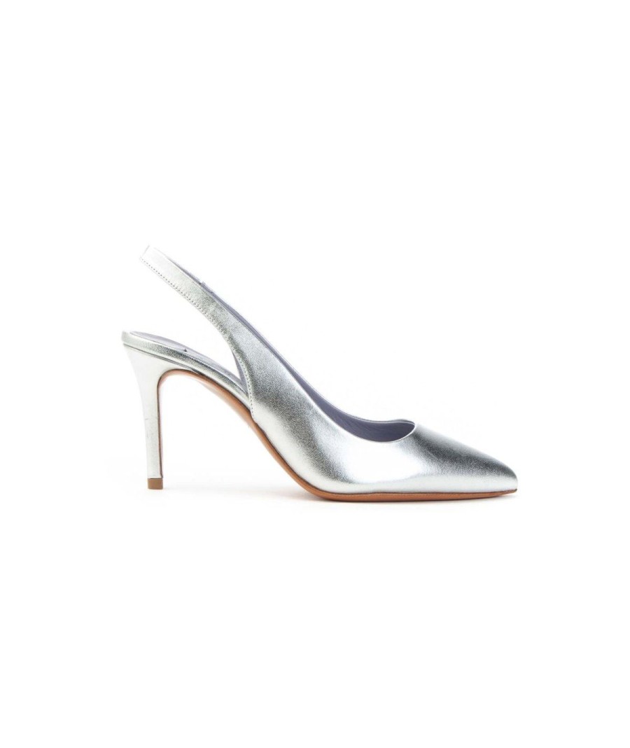 Donna ALBANO | Albano 3225 Slingback In Nappa Leone Shoes Frosinone Argento