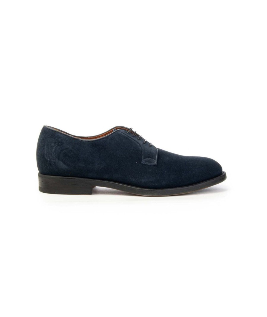 Uomo ROSSI | Rossi 6403G Derby Lacci Camoscio Man Leone Shoes Frosinone Blu