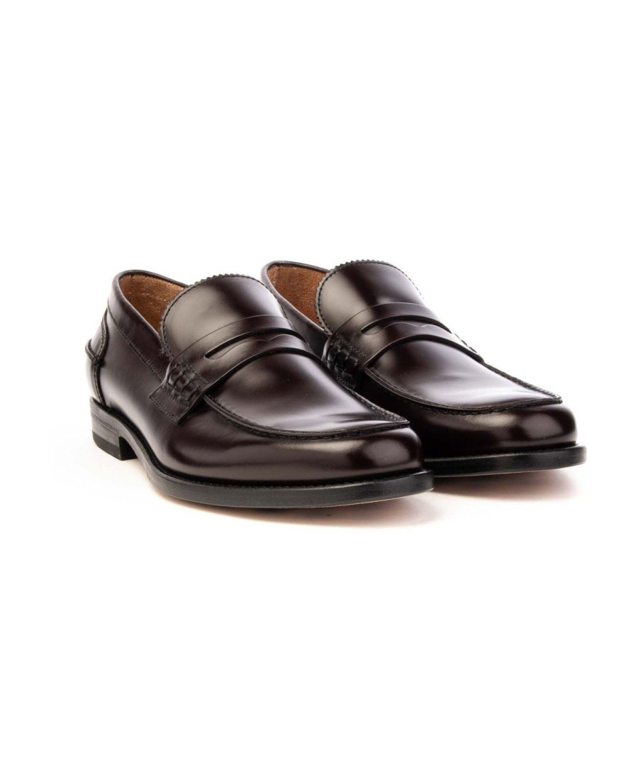 Uomo ROSSI | Rossi 262 Mocassino College Vitello Spazzolato Leone Shoes Bordo`