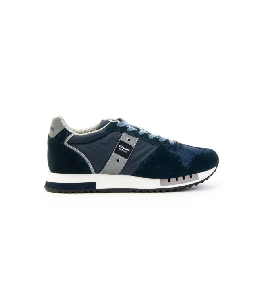 Uomo BLAUER | Blauer S3Queens01/Mes Sneakers Lacci Man Leone Shoes Navy