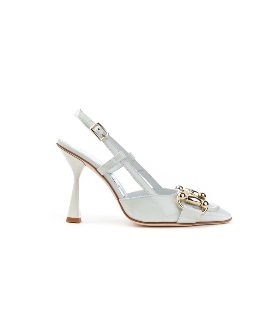 Donna BRUGLIA MILANO | Bruglia Milano 8830 Slingback Morsetto Woman Leone Shoes Frosinone Bianco