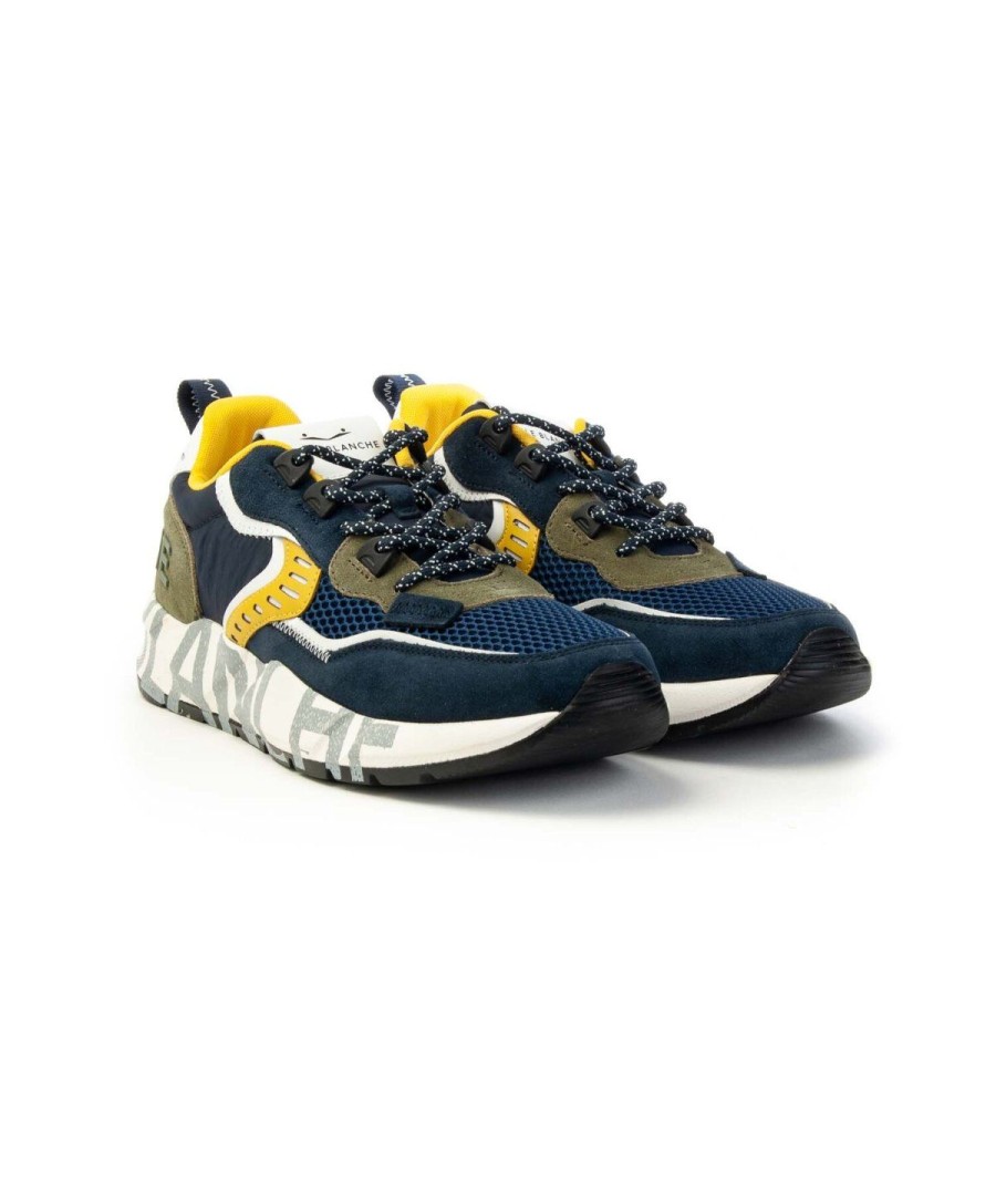 Uomo VOILE BLANCHE | Voile Blanche Scarpa Uomo Sneakers Club01 2017465 Leoneshoes Navy/Yellow