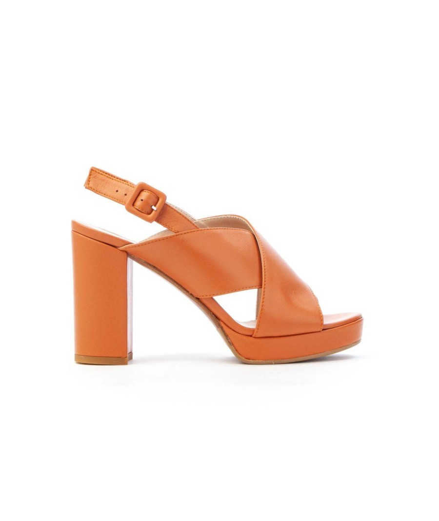 Donna FRANCO RUSSO | Franco Russo 5713 Sandalo Plateu Cross Donnaleone Shoes Mattone