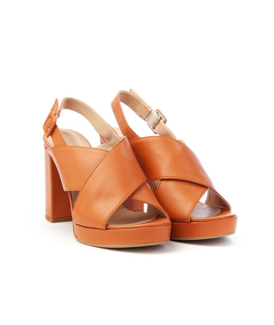 Donna FRANCO RUSSO | Franco Russo 5713 Sandalo Plateu Cross Donnaleone Shoes Mattone