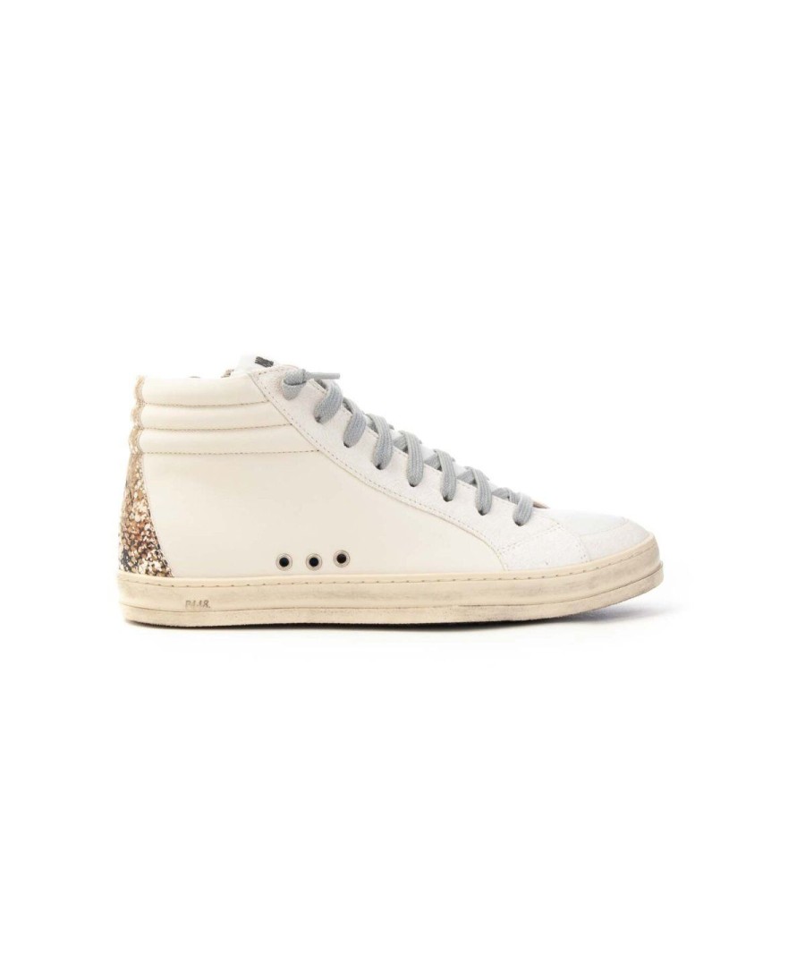 Donna P448 | P448 S23Skate-W Sneakers Basket Lacci Woman Leone Shoes Frosinone White/Gold