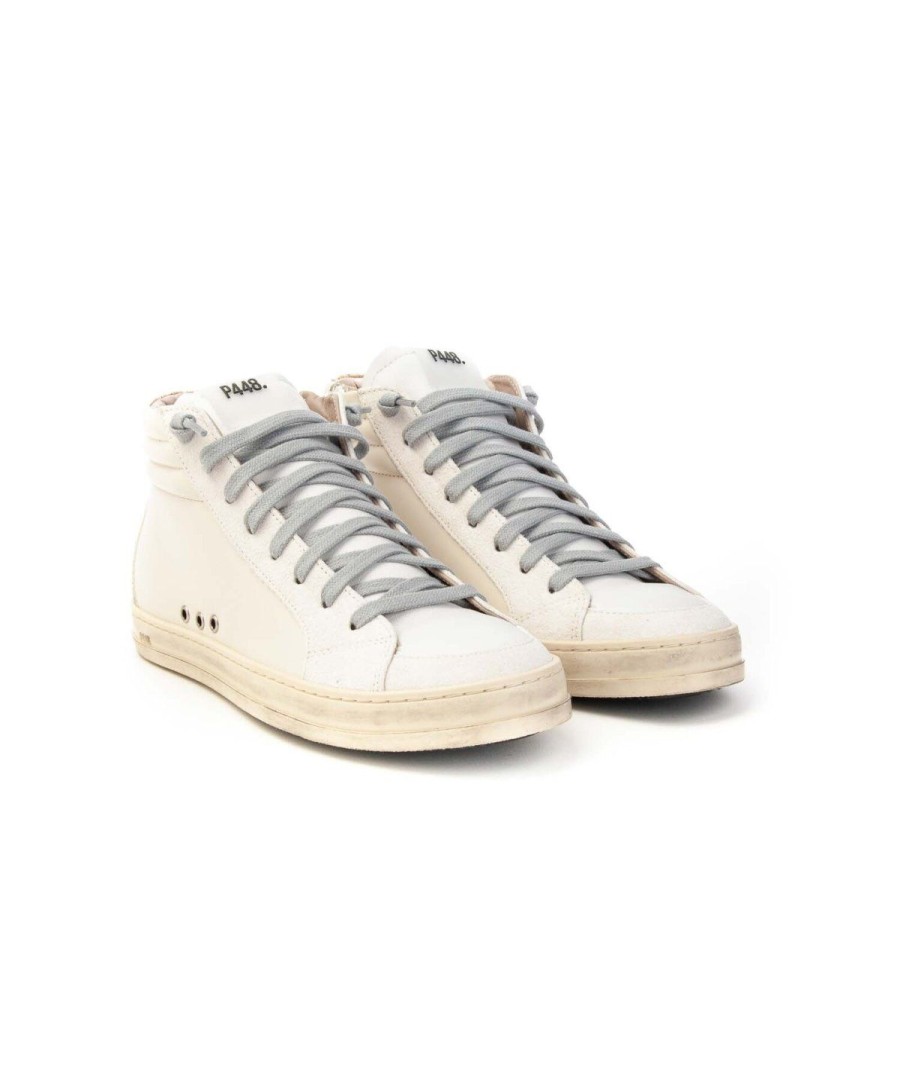 Donna P448 | P448 S23Skate-W Sneakers Basket Lacci Woman Leone Shoes Frosinone White/Gold