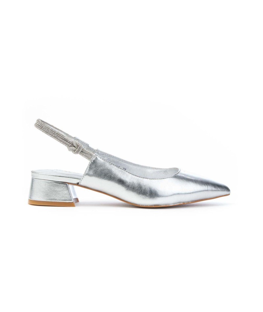 Donna LUCIANO BARACHINI | Luciano Barachini 371 Slingback Con Strass Leone Shoes Argento