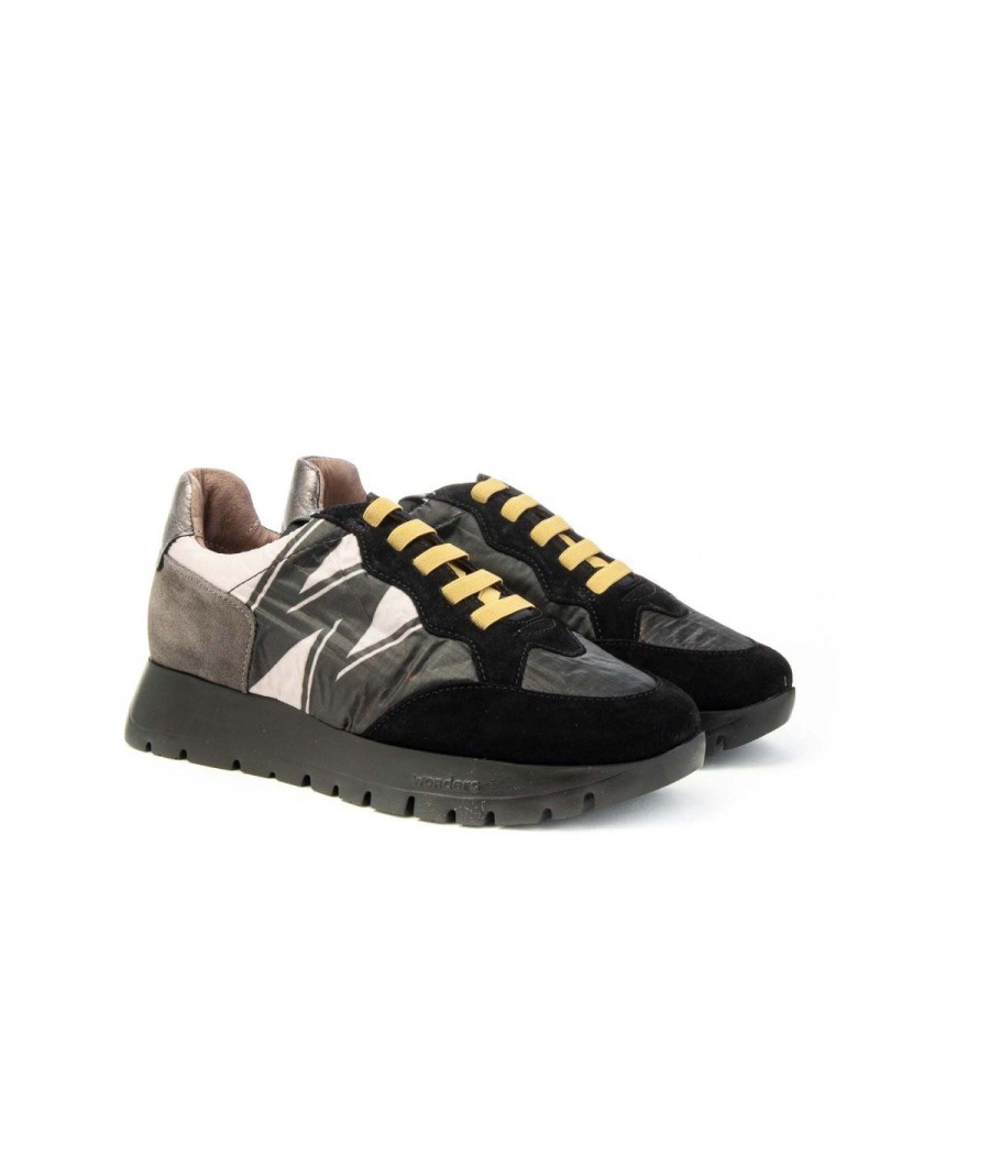 Donna WONDERS | Wonders A-2452-T Sneakers Odisei Donna Leone Shoes Frosinone Nero/Sabbia/Grigio