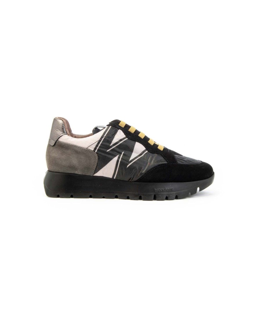 Donna WONDERS | Wonders A-2452-T Sneakers Odisei Donna Leone Shoes Frosinone Nero/Sabbia/Grigio