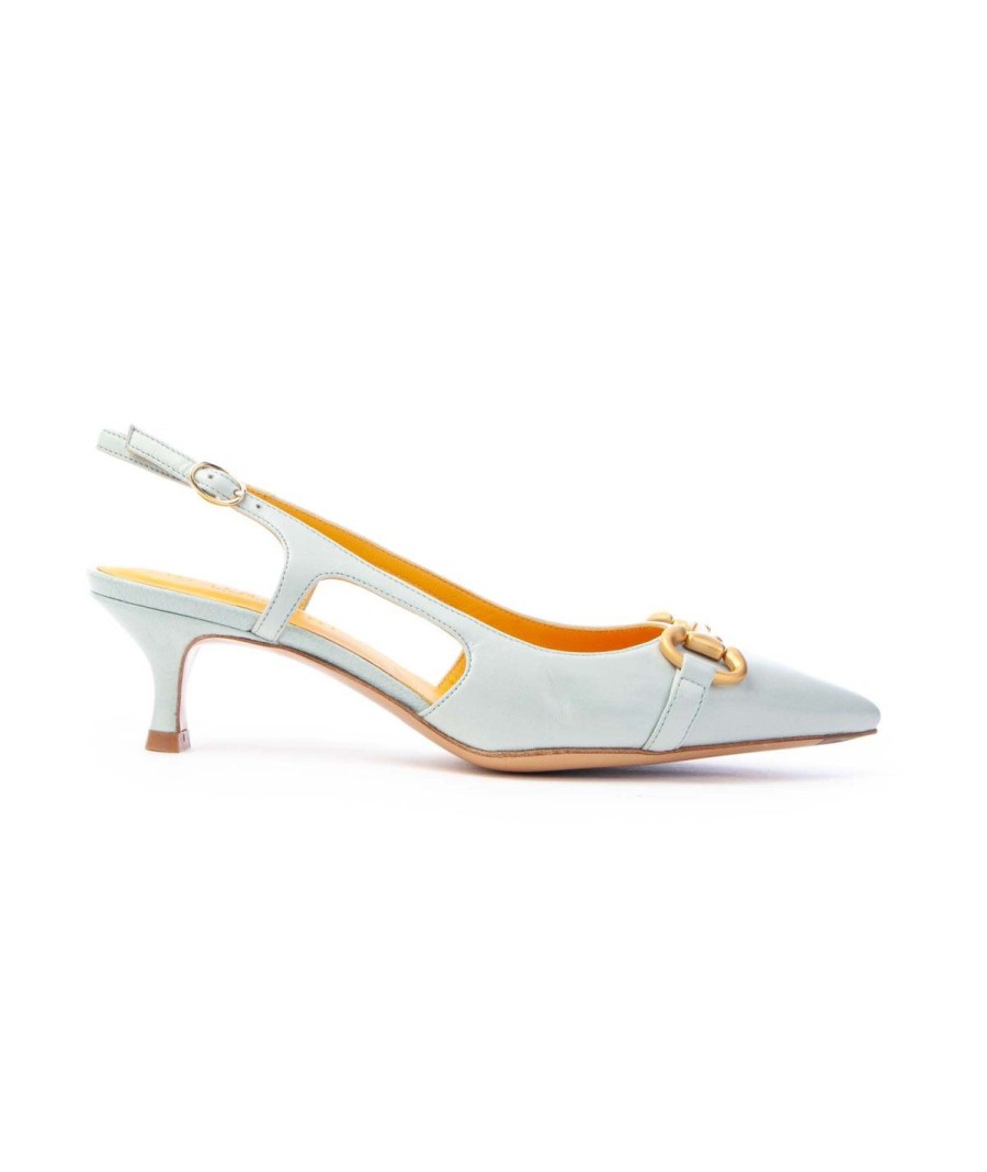 Donna MARA BINI | Mara Bini Q186 Slingback Morsetto Tacco 50 Leone Shoes Cielo