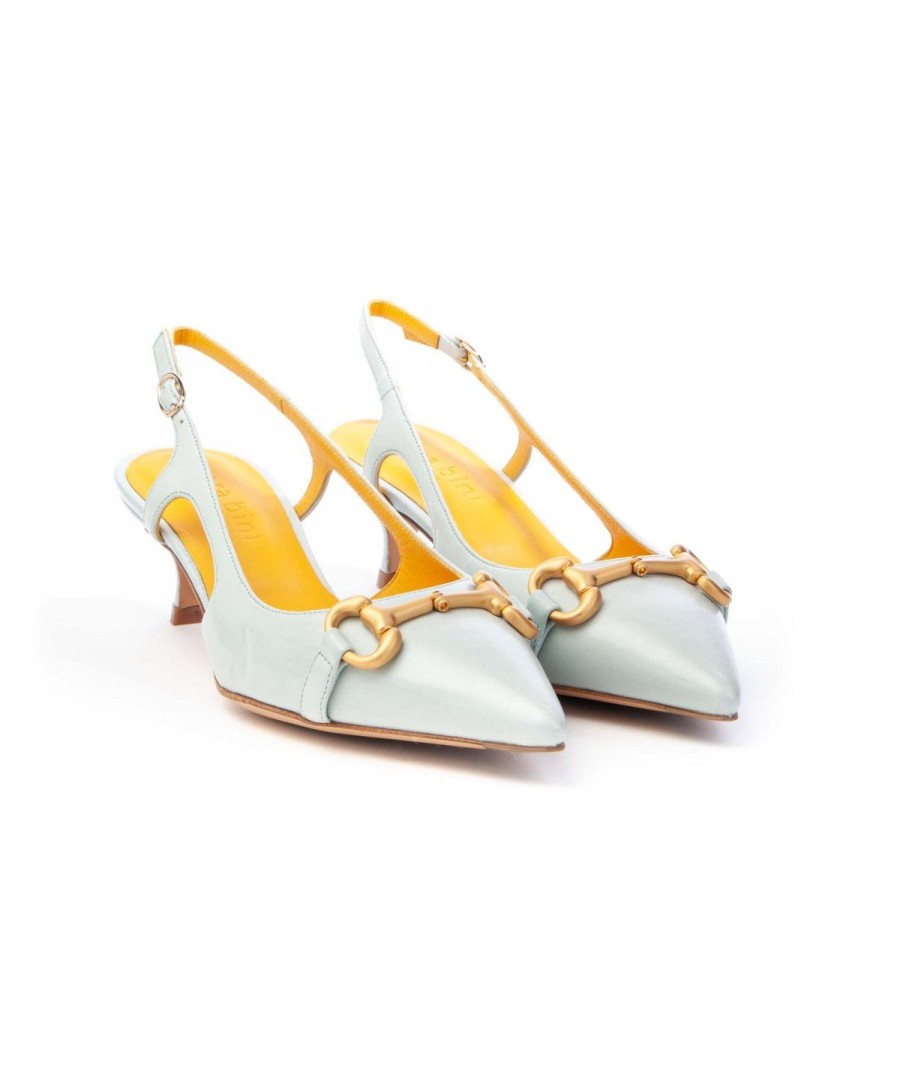 Donna MARA BINI | Mara Bini Q186 Slingback Morsetto Tacco 50 Leone Shoes Cielo