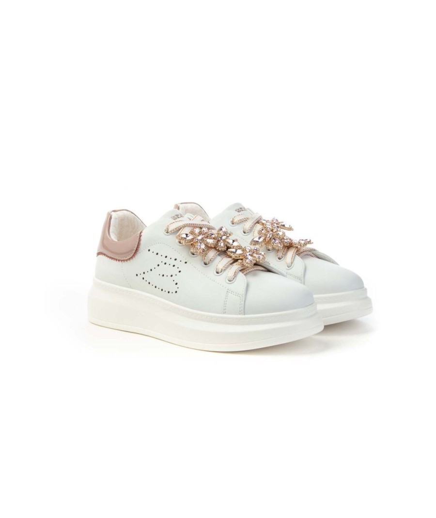 Donna TOSCA BLU STUDIO | Tosca Blu Ss2402S016 Sneaker Glamour Donna Leone Shoes Frosinone Bianco/Cipria