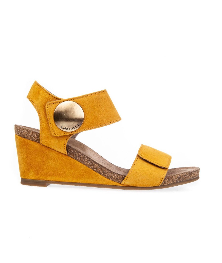 Donna CA'SHOTT | Ca Shott 8024 Sandalo 2 Fasce Zeppa 6 Cm Giallo